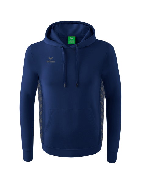 Erima Kapuzenpullover Essential Team Kapuzensweat (weiche Baumwolle, Rippbündchen) navyblau/grau Herren